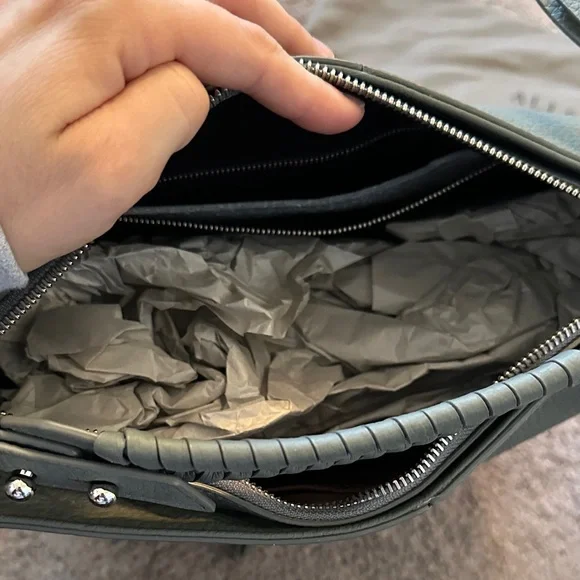 All Saints Sage Green Leather Backpack - Picture 6 of 7